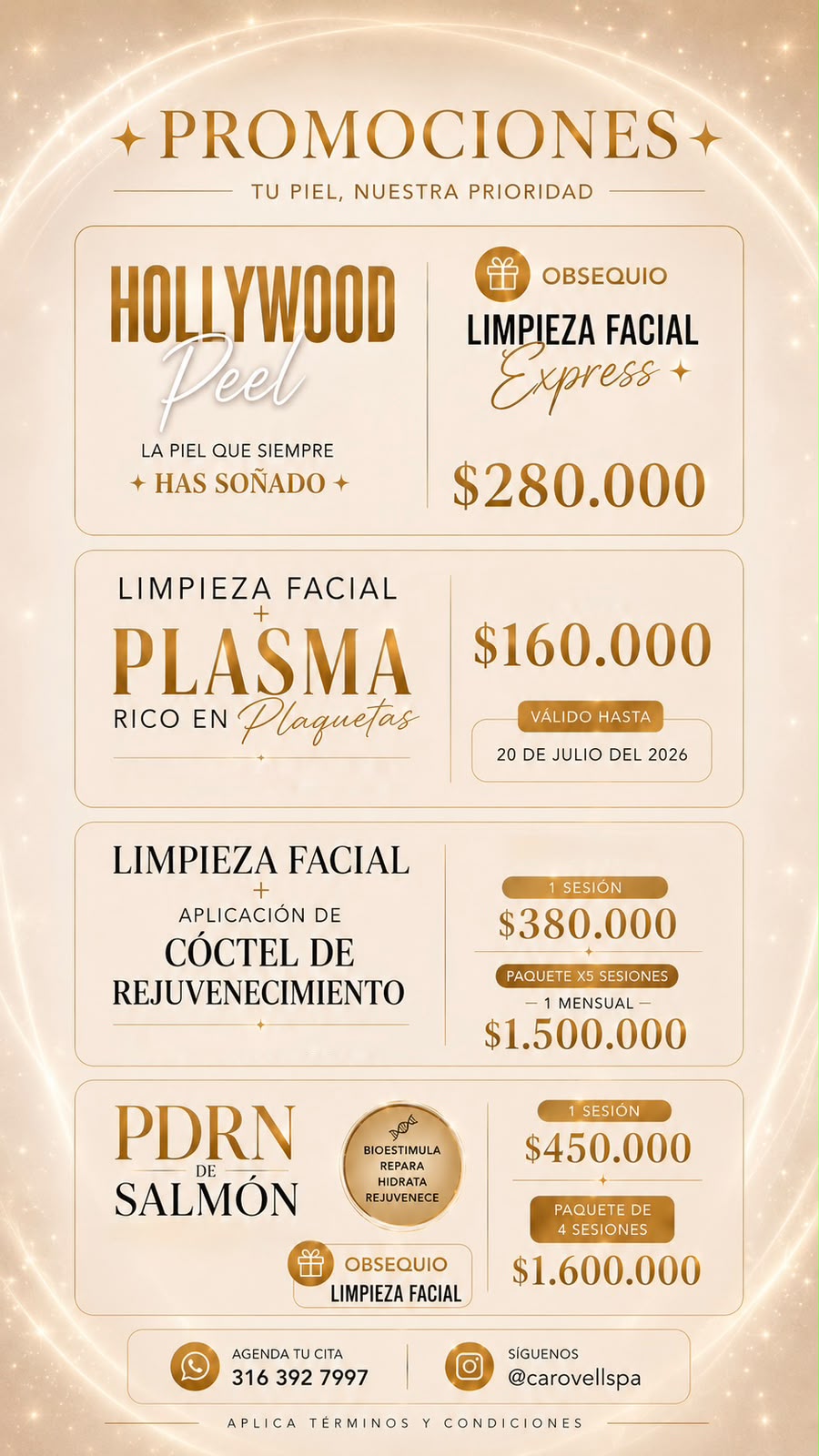 Promoción Julio - Resumen de promociones Carovell Spa