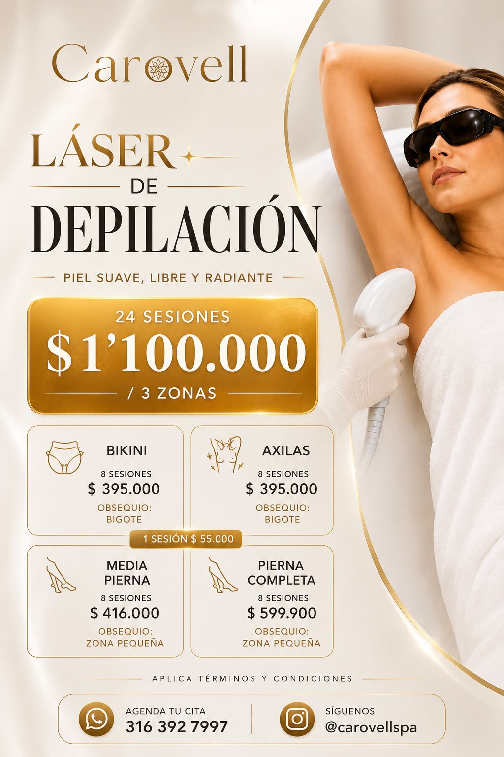 Promoción - Láser de Depilación 24 sesiones por 3 zonas